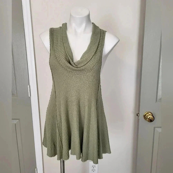 Free People We the Free Swing It Cowl Neck Sleeveless Waffle Knit Tank Top(XS) - Picture 2 of 11